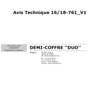 Avis Technique 16/18-761_V1 -DEMI-COFFRE ‘‘DUO’’